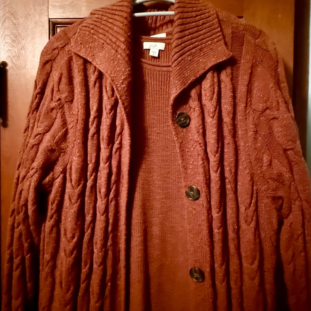 J. Jill Rust Long Sleeve Dress and Cardigan Set - Picture 7 of 8